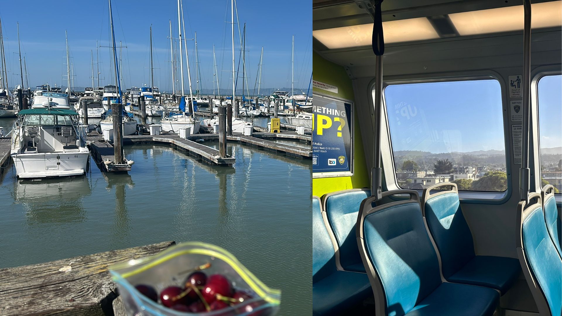 Cherries at the pier and the train ride back to the airport